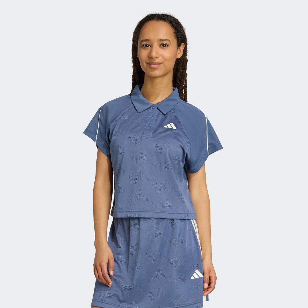 Поло тениска adidas Performance Stadium 3-Stripes Tennis Inspired Jacquard Polo Tee Синьо | JY3422, 0