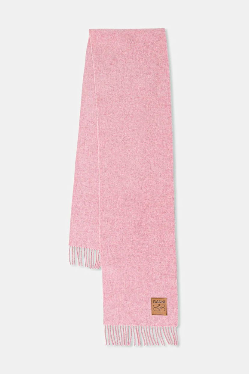 Шал GANNI Double Face Wool Solid Smooth Scarf Розово | A6942