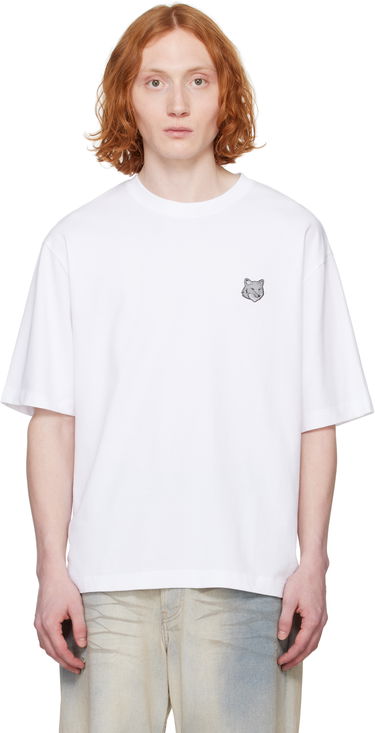 Тениска MAISON KITSUNÉ Maison Kitsuné Fox Head Patch Oversize T-Shirt Бяло | OM00128KJ0119, 0