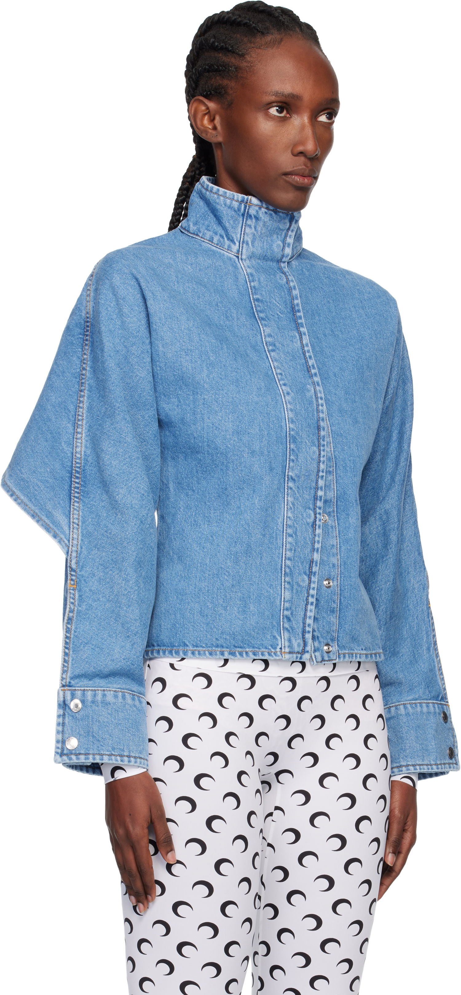 Яке Marine Serre Moon Laser Wash Long Sleeve Denim Jacket Синьо | WSI033ACDEN0002, 1