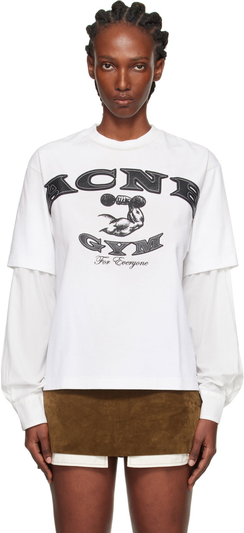 Тениска Acne Studios Layered Logo T-Shirt by Acne Studios Бяло | CL0404-