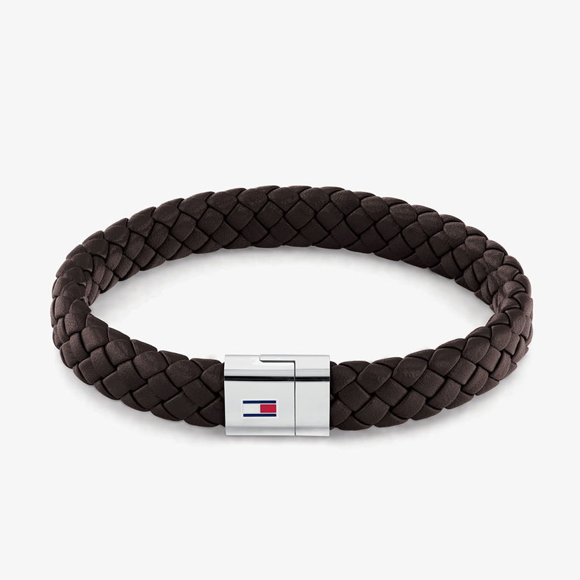 Гривна Tommy Hilfiger Braided Leather Bracelet with Clasp Кафяво | 2790330