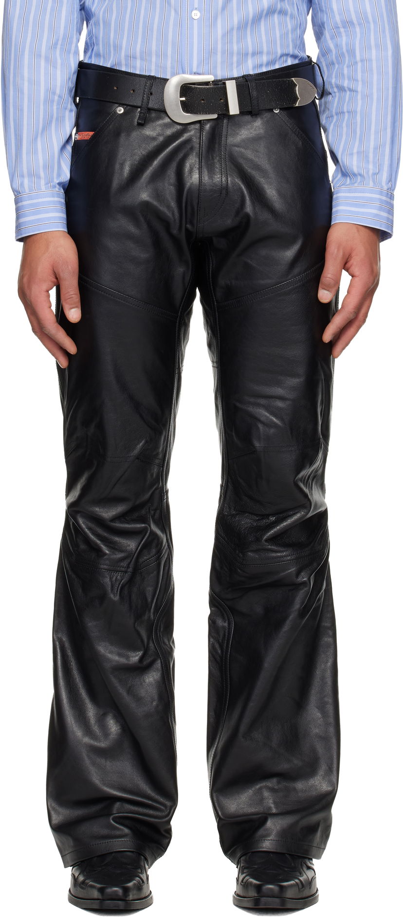 Панталони Martine Rose Martine Rose Boot Cut Utility Leather Pants Черно | 565LP18001