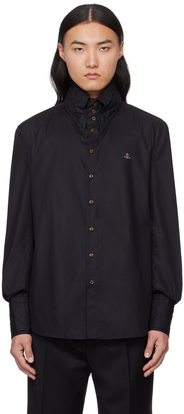 Риза Vivienne Westwood Big Collar Shirt Черно | 3501001M-W009Q-BS