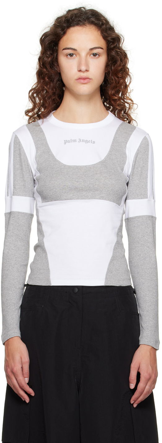 White & Gray Paneled Long Sleeve