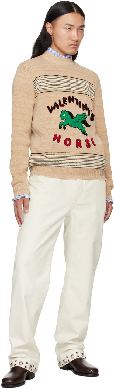 Пуловер Valentino Valentino 'Valentino's Horse' Knit Sweater Бежово | 7V3KC34EB27, 3