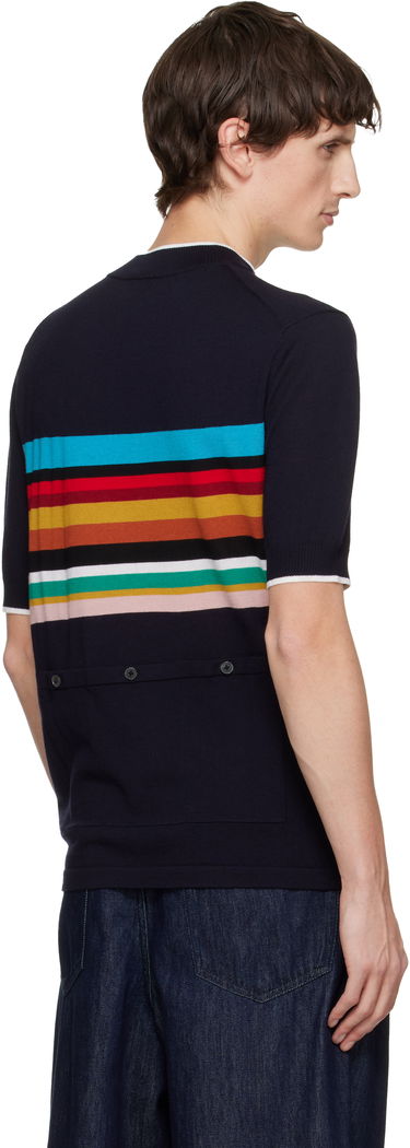Тениска Paul Smith Signature Stripe Merino Wool Cycle T-shirt Тъмно синьо | M1R-528Z-T02882-49, 2