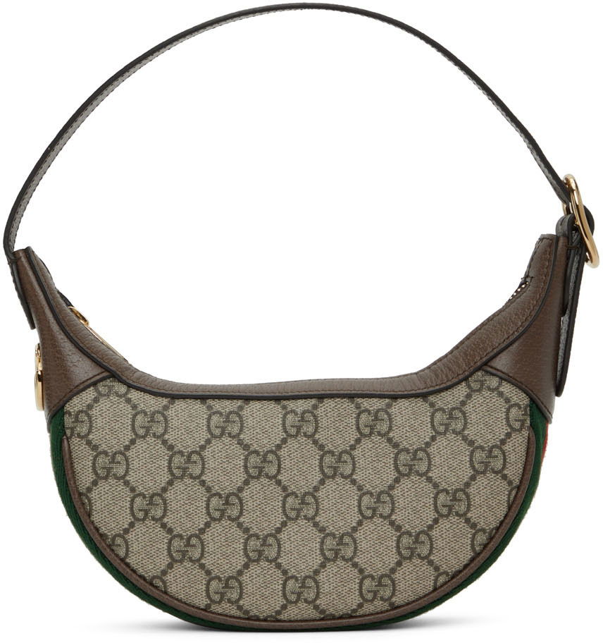Чанта през рамо Gucci Brown Mini GG Ophidia Сиво | 658551 96IWG, 0