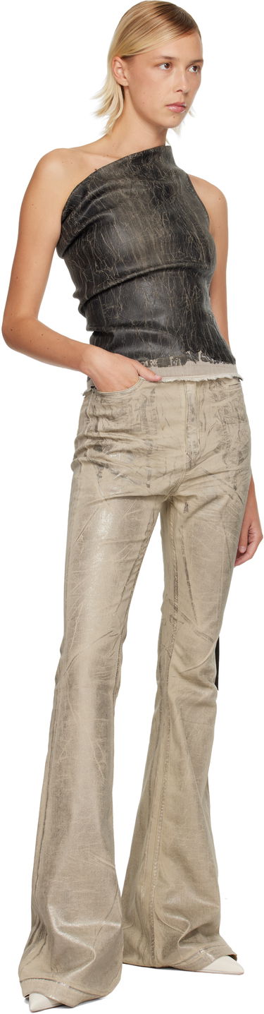 Съкратен топ Rick Owens Rick Owens DRKSHDW Concordians Athena Asymmetric Distressed Cropped Top Черно | DS02E7131 SDWF, 3