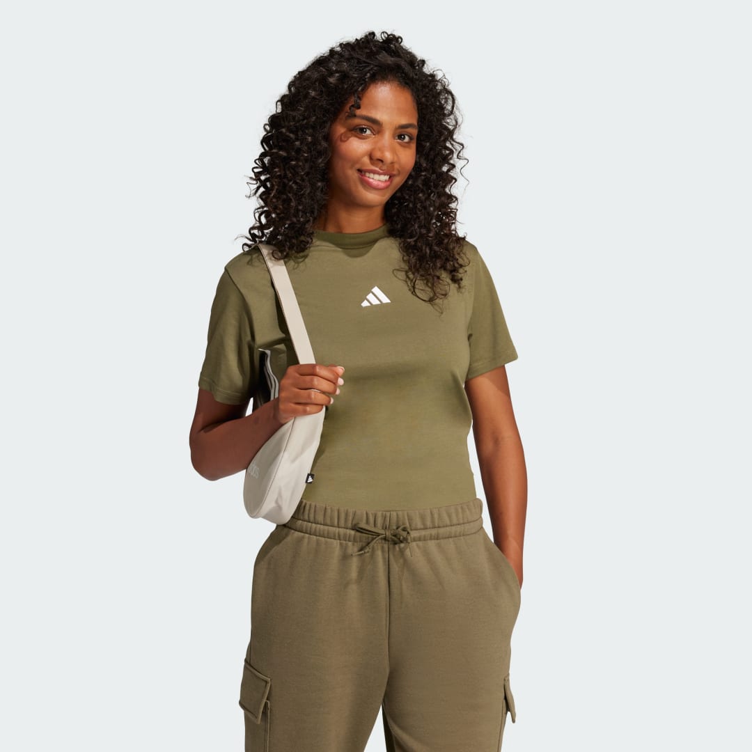 Тениска adidas Performance Cotton T-Shirt With 3 Stripes Зелено | JE1229, 1