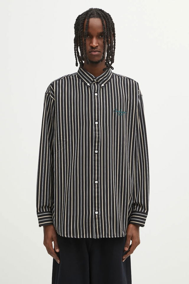 Palance Long Sleeve Striped Relaxed Fit Button-Down Collar Shirt