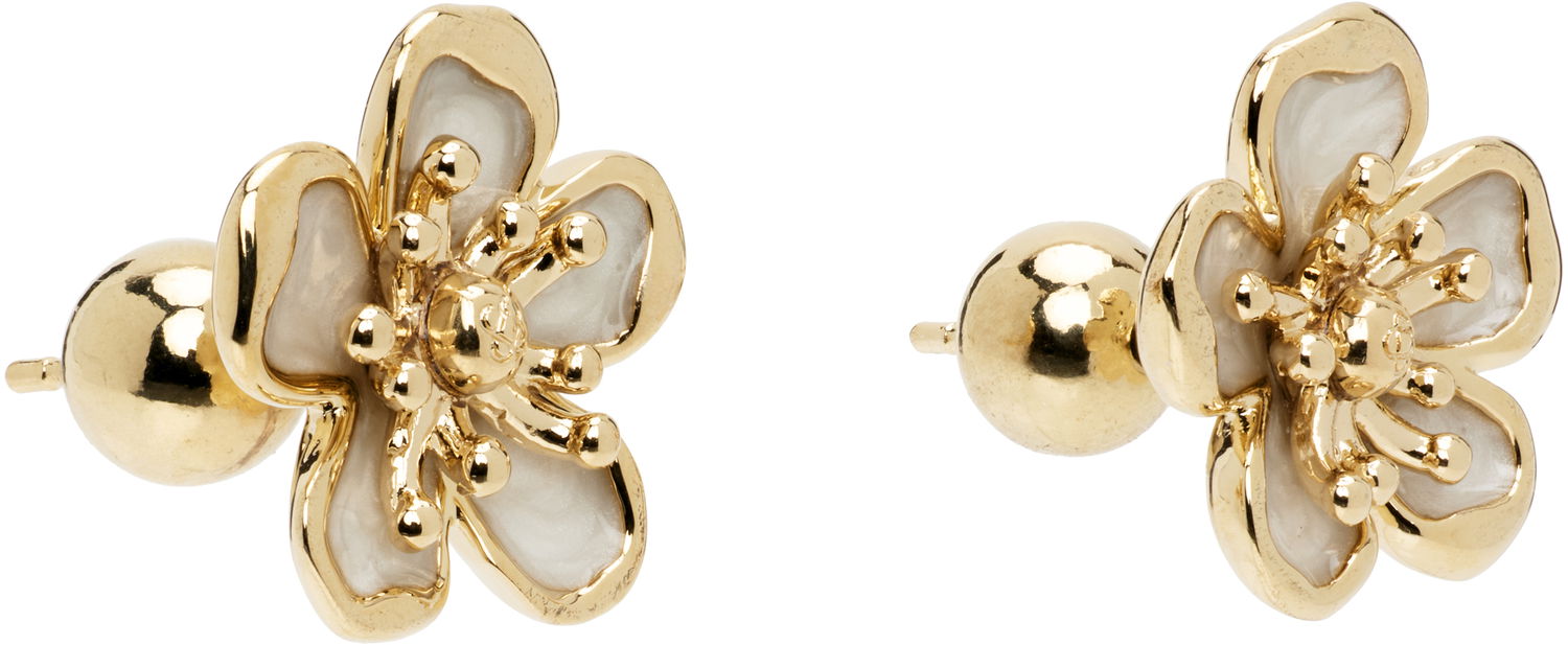 Обеци Casablanca Casablanca Gold-Tone Enamel Flower Earrings Металик | A-AW25-JW-342-02, 1