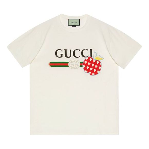 Тениска Gucci Les Pommes Apple Graphic T-Shirt Бяло | 548334-XJDNC-9095, 0