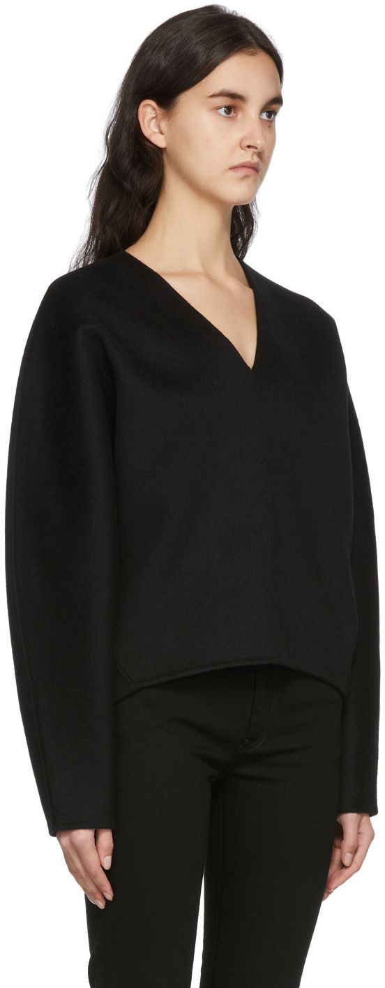 Пуловер TOTEME TOTEME Double Wool Cashmere V-Neck Sweater Черно | 214-716-717, 1