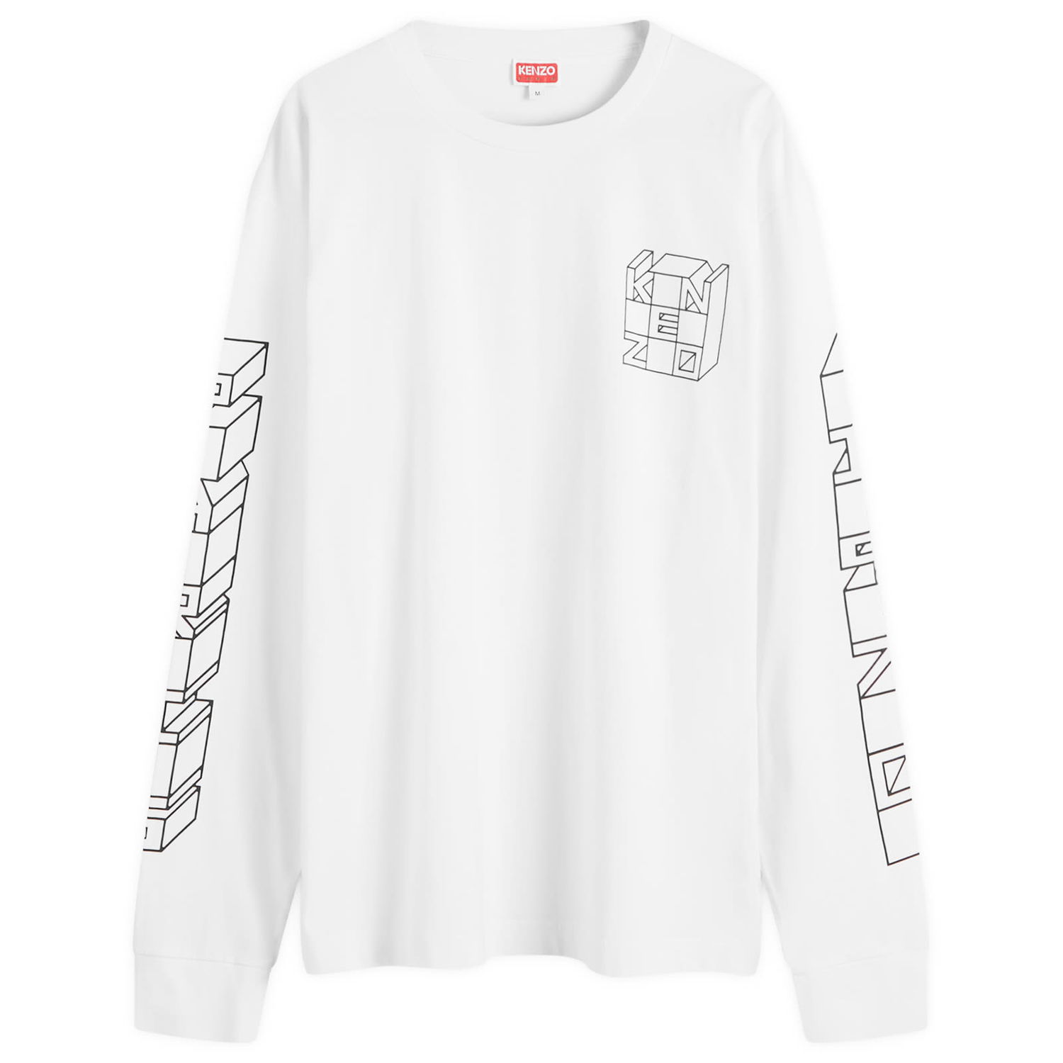 Тениска KENZO Men's Kube Long Sleeve T-Shirt in White, Size Small | END. Clothing Бяло | FE65TS2884SG-02, 0