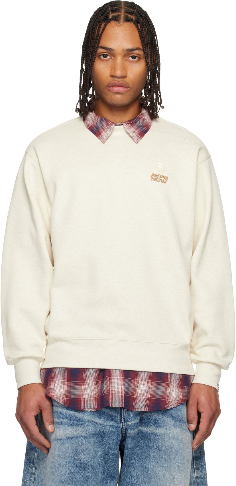Суитчър AAPE by A Bathing Ape 'AAPENOW' Moonface Crew Neck Sweatshirt Бежово | AAPSWMC349XAPBG2
