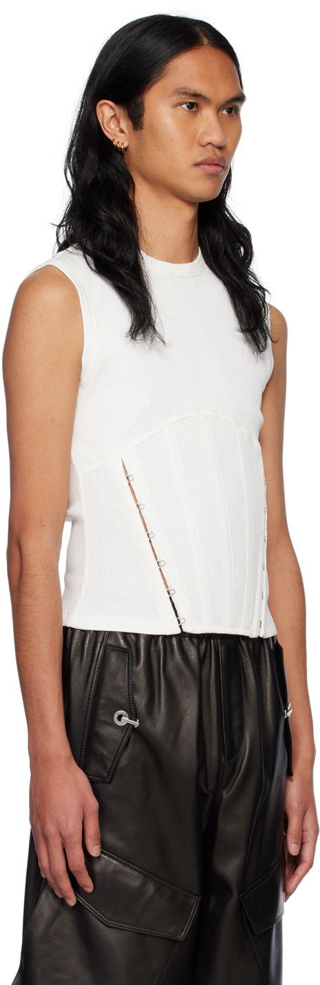 Потник Dion Lee Ribbed Corset Tank Top Бяло | C3088R23, 1