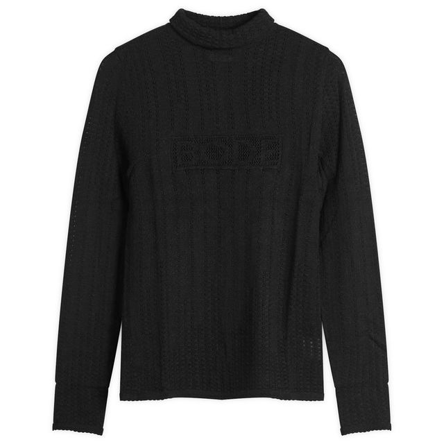 Louise Patterned Knit Mock Neck Long Sleeve Top
