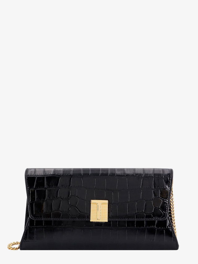 Crocodile Embossed Leather Clutch