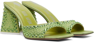 Аксесоари The Attico Attico Mini Devon Crystal-Embellished Satin Mules Зелено | 241WS772 V015T, 3