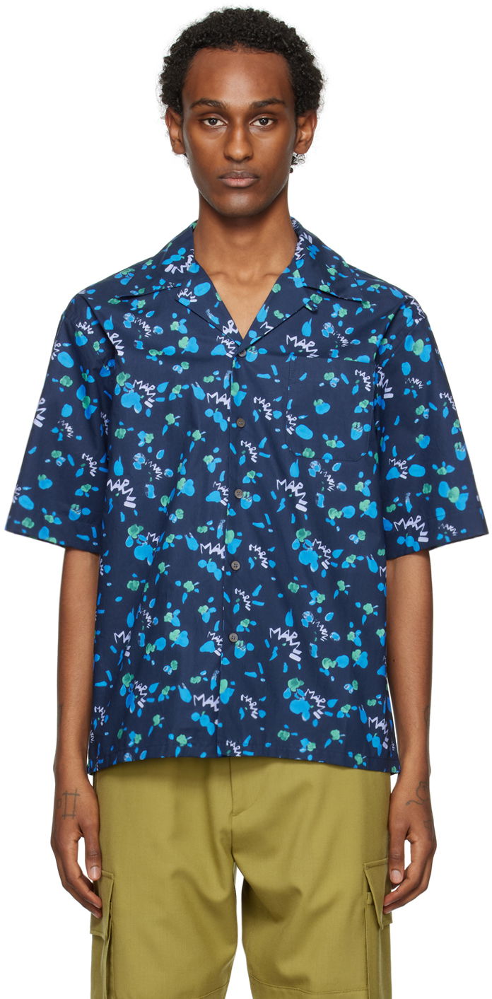 Риза Marni Graphic Shirt Синьо | CUMU0213A6 UTC328, 0