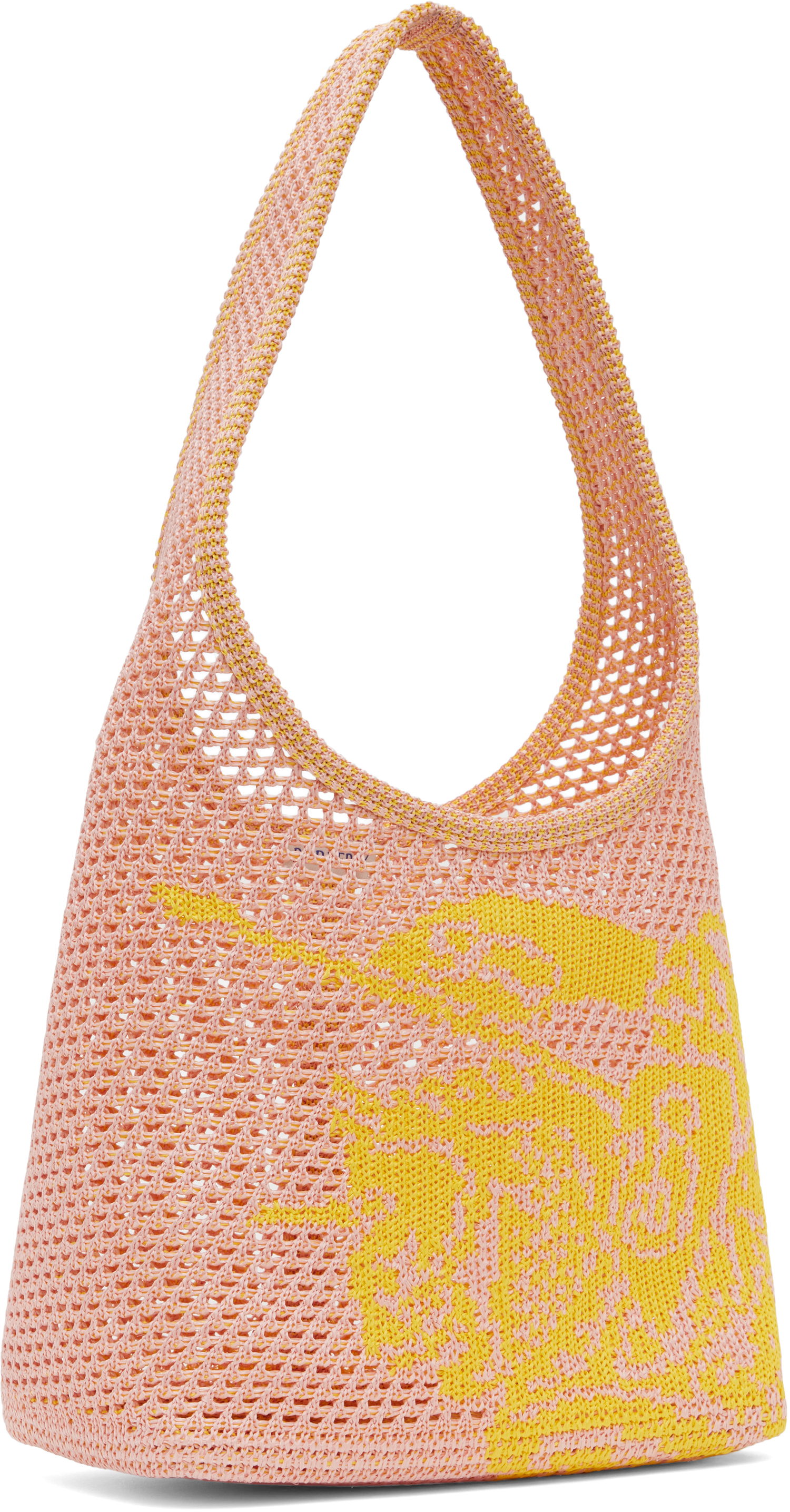 Голяма пазарска чанта Burberry Burberry Small EKD Crochet Tote Розово | 8106533, 1