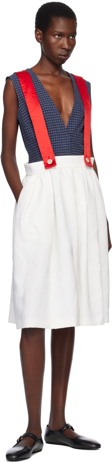 Пола Comme des Garçons Comme des Garçons Girl Gabardine & Satin Midi Skirt Бяло | NO-A005-051, 3
