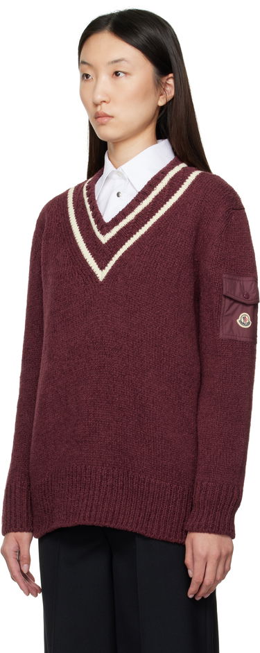 Пуловер Moncler Moncler Padded V-Neck Sweater Бургунди | K20939D00001M5493, 3
