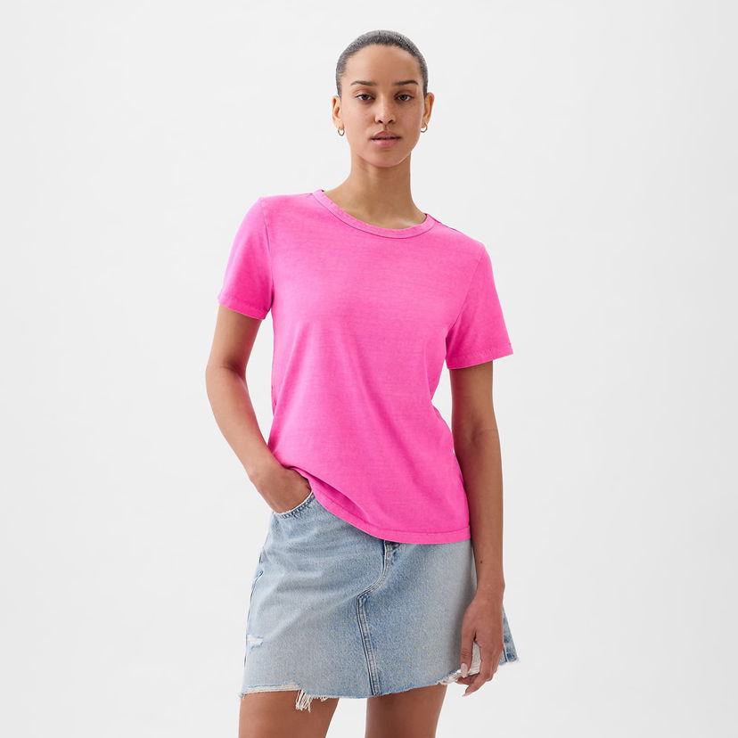 Тениска GAP Crewneck Tee Standout Pink Розово | 795346-88