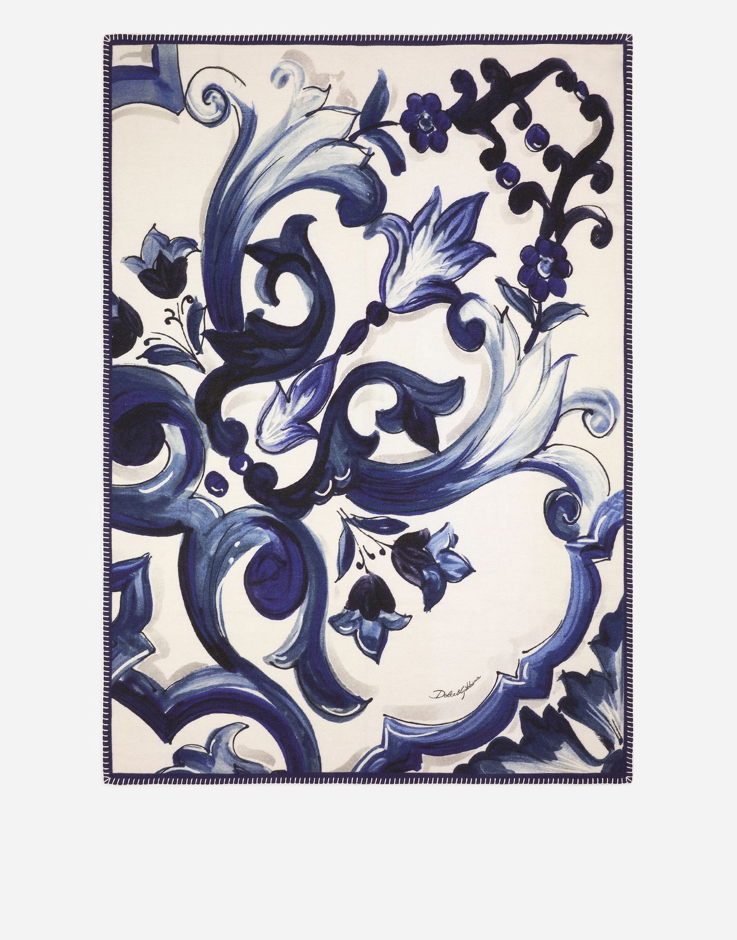 Домашен декор Dolce & Gabbana Baroque Floral Silk And Wool Blanket Синьо | TCE012TCAB6UB013, 0