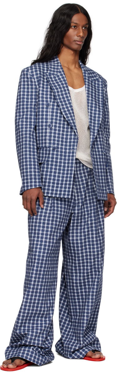 Яке ERL ERL Check Double-Breasted Blazer Синьо | ERL10J038, 3