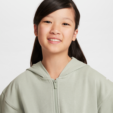 Суитчър Nike Girls' Fleece Hoodie with Pockets Сиво | FZ5549-370, 4
