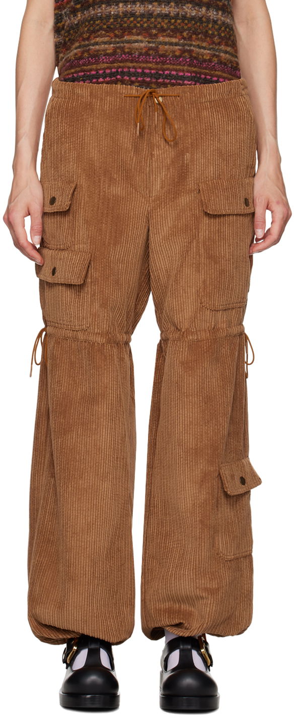 Карго панталони Anna Sui Corduroy Drawstring Cargo Trousers Кафяво | 624V40