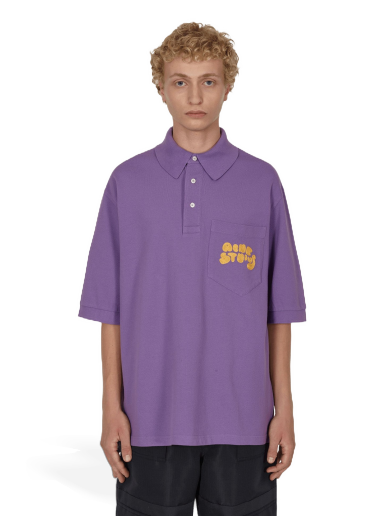 Поло тениска Acne Studios Bubble Logo Polo T-Shirt Лилаво | BL0326- ADI