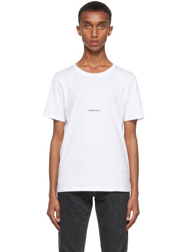 Тениска Saint Laurent Rive Gauche Logo T-Shirt Бяло | 464572YB2DQ