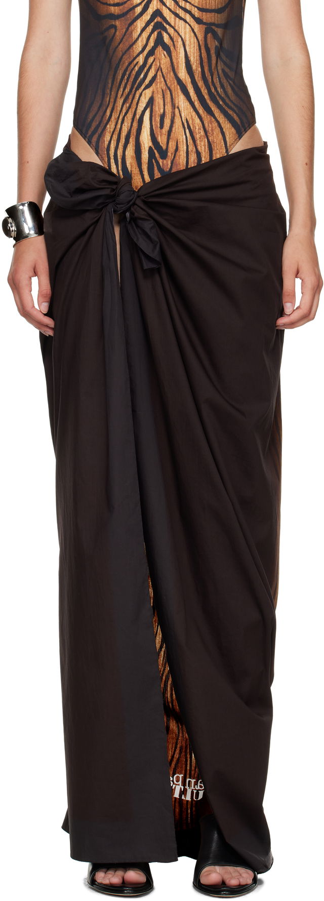 Jean Paul Gaultier Wood Print Cover-Up Maxi Skirt