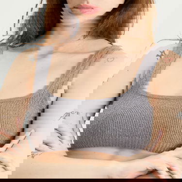 Сутиен SKIMS Textured Knit Bralette Size Large Сиво | SP-SCP-9926W-DHG, 5