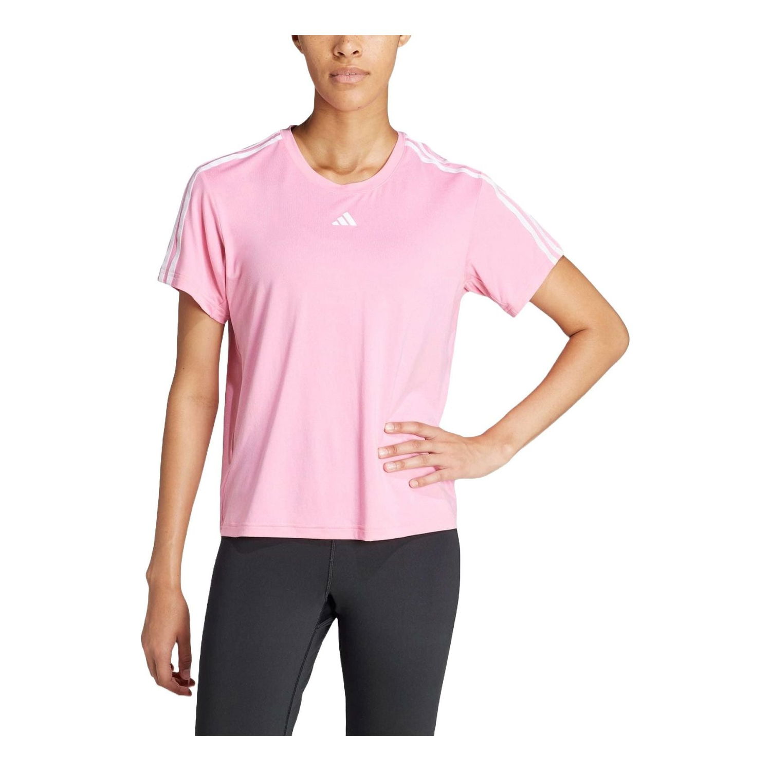 Тениска adidas Originals Training Essentials Three Stripe Tee Розово | IS4215, 0