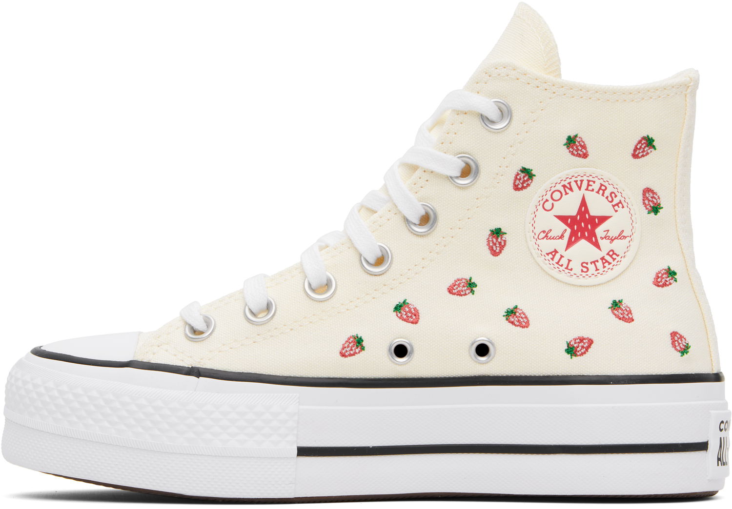 Кецове и обувки Converse Chuck Taylor All Star Lift Platform Embroidered Strawberries Бежово | A14934C, 1