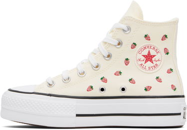Кецове и обувки Converse Chuck Taylor All Star Lift Platform Embroidered Strawberries Бежово | A14934C, 1