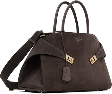 Дамска чанта FERRAGAMO Ferragamo Hug L Suede Satchel Сиво | 779241, 1