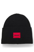 HUGO Wool-Blend Beanie with Logo Patch