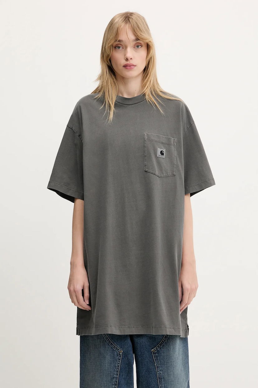 Тениска Carhartt WIP Nelson Grand Relaxed Fit Pocket T-Shirt Сиво | I034621.87GD