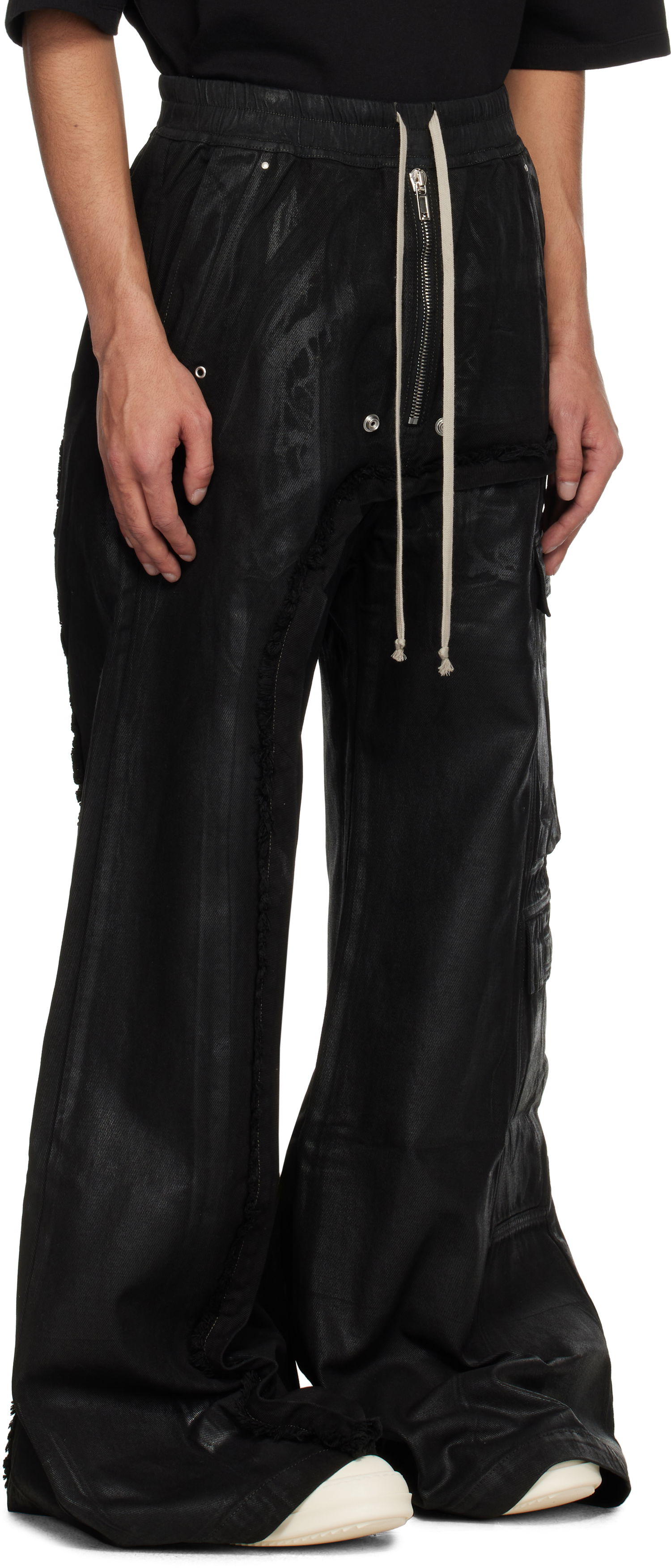 Карго панталони Rick Owens Rick Owens DRKSHDW Hollywood Imbalanced Double Cargo Jumbo Belas Denim Cargo Pants Черно | DU01E3375 DCF, 1