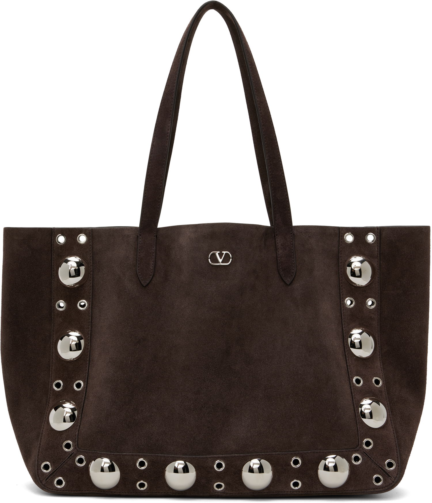 Голяма пазарска чанта Valentino Valentino Garavani Medium Nellcôte Suede Shopping Tote Кафяво | 6W0B0R79JET, 0