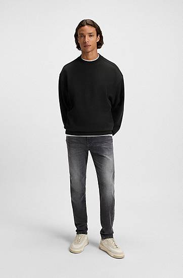 Суитчър BOSS Oversized Cotton Blend Sweatshirt Черно | 50543467, 1