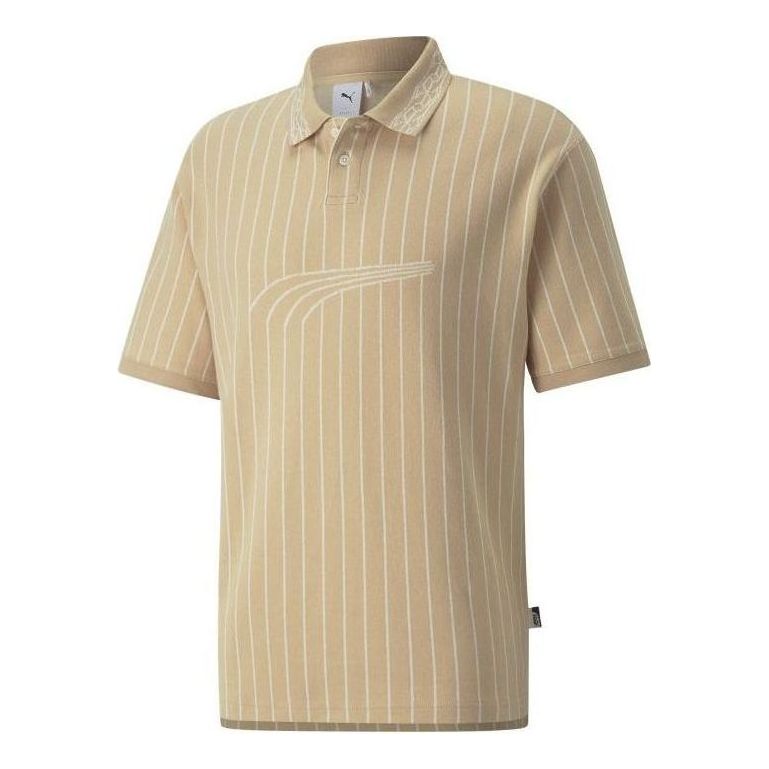 Поло тениска Puma Players Lounge Striped Polo Shirt Бежово | 535803-67, 0