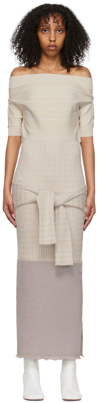 Pокля Maison Margiela Off Shoulder Maxi Dress Бежово | S62CT0189 S17970, 0
