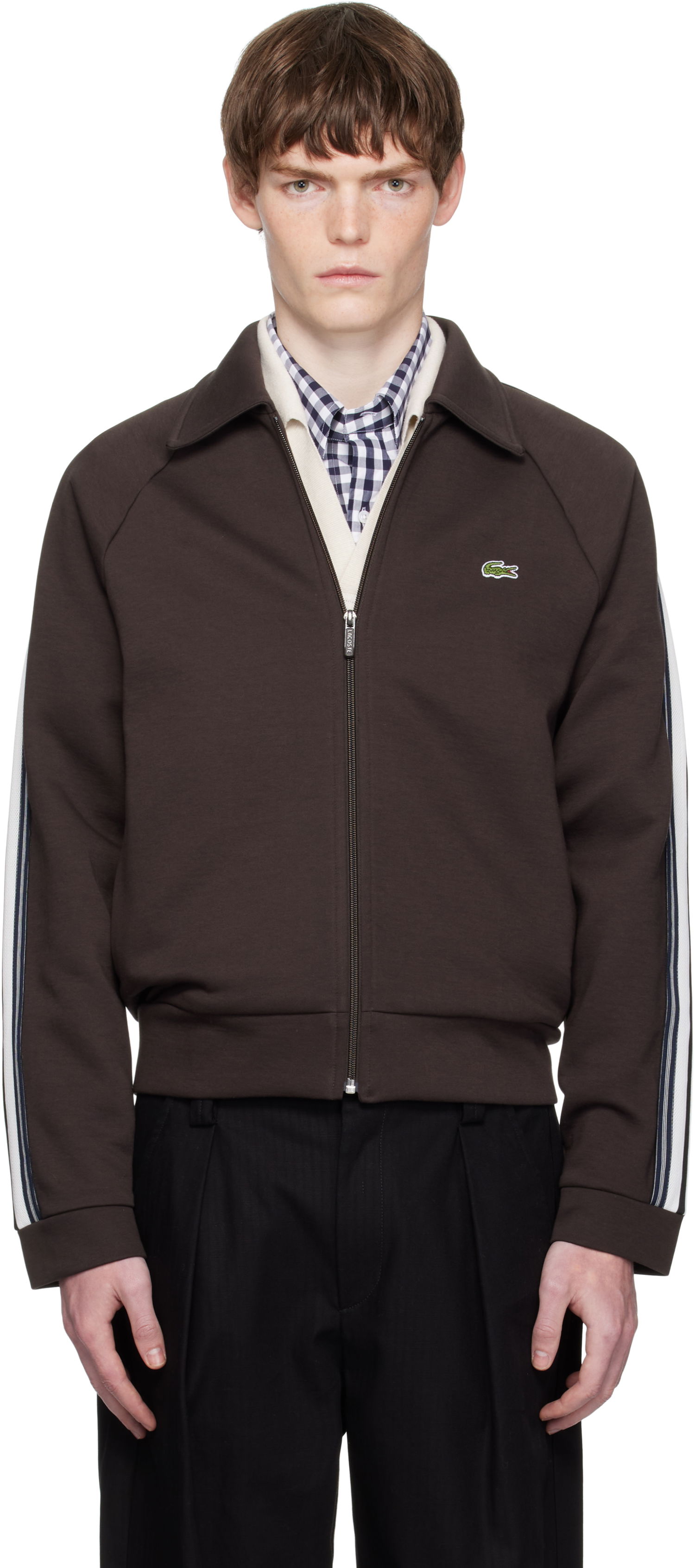 Суитчър Lacoste Zip-Up Sweatshirt Кафяво | SH5927_SKB, 0