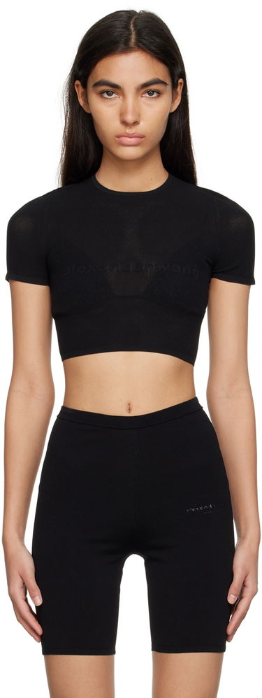 Съкратен топ Alexander Wang Alexander Wang.t Cropped T-Shirt Черно | 4KC2231024, 0